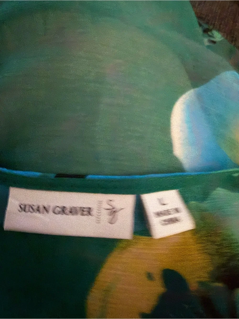 Susan Graver Teal Floral Sheer Drape Front Cardigan - Picture 3 of 3